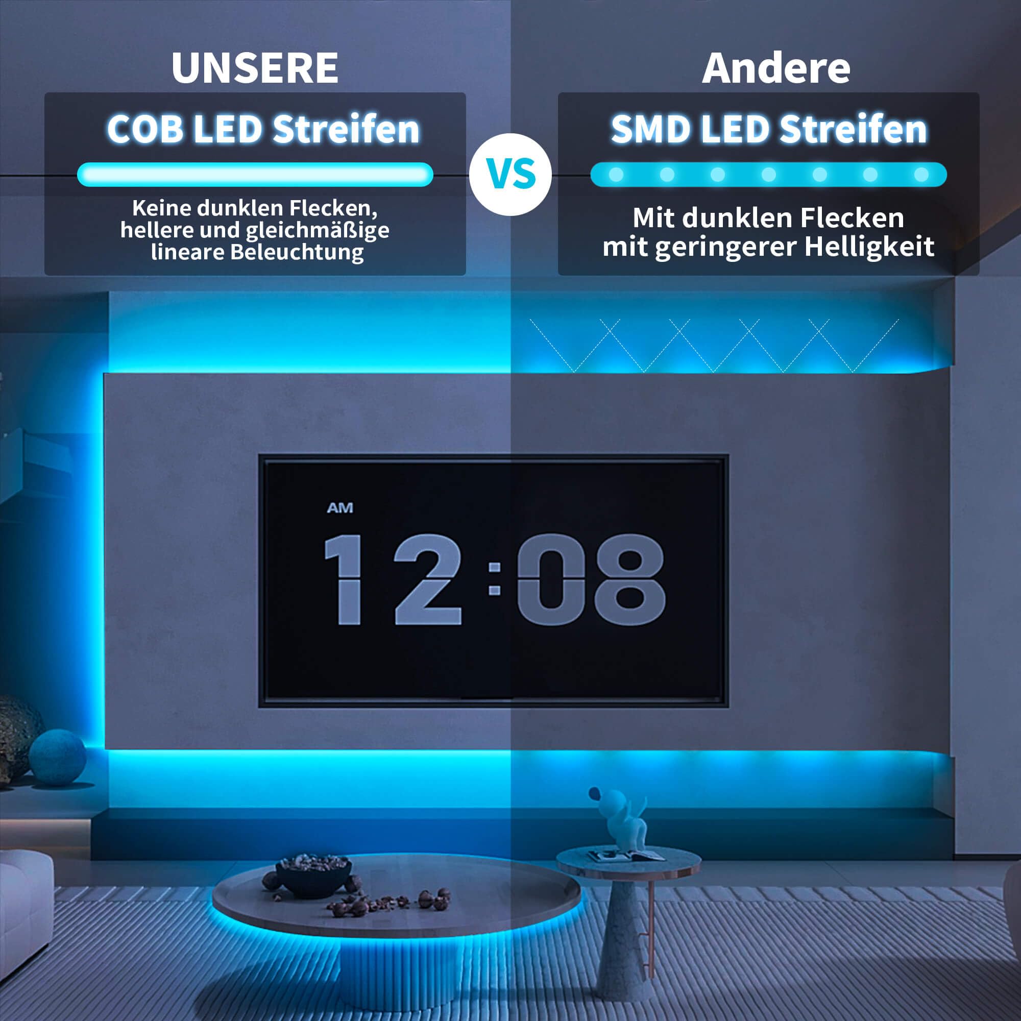 DC24V Smart ZigBee RGB COB LED Streifen 10m Kit kompatibler mit ZigBee Hub Bridge,Tuya Gateway und Echo Plus,APP/Alexa Sprachsteuerung Farbwechselnde Dimmbare RGB COB LED Strip Light
