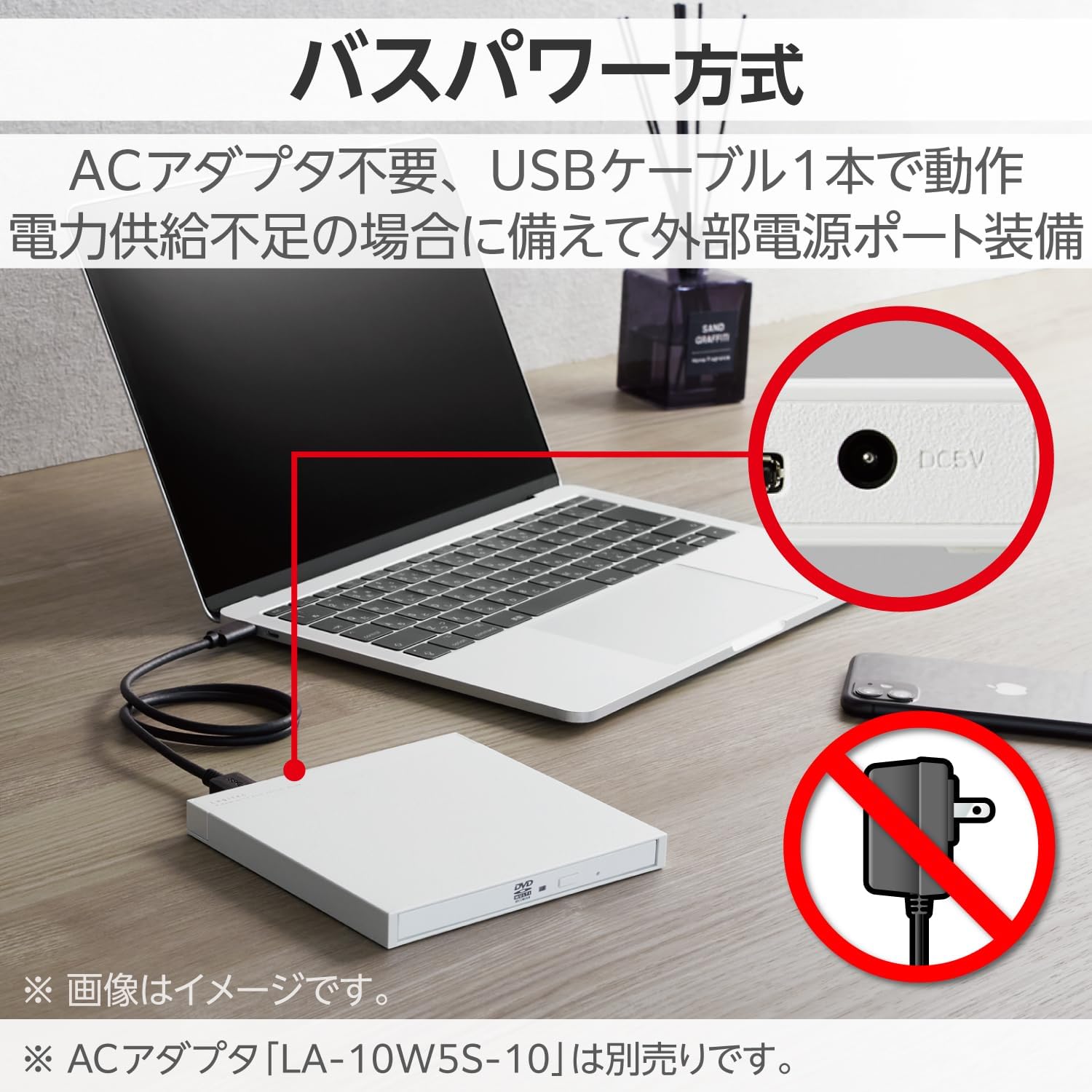 ロジテック Logitech LDR-PWA8U3CVWH Portable DVD Drive USB 3.2 (Gen1) with Playback, Editing and Writing Software, Type-A, Type-C White,