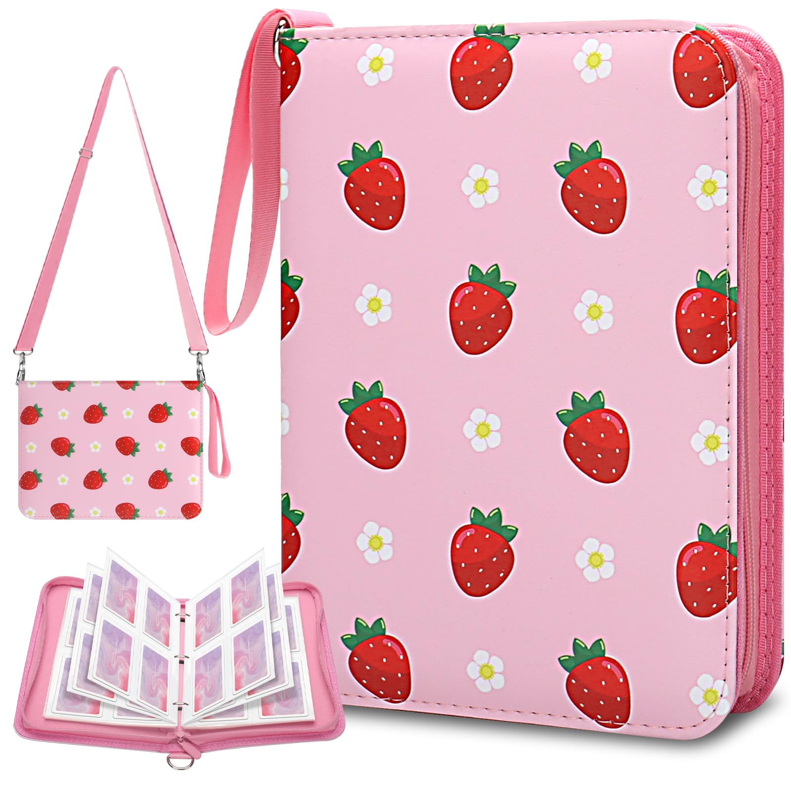 Card Binder 4-Pocket, Othran Card Holder Album 400 Pockets with Shoulder Strap for Boys and Girls Trading Game Sports Cards Organized