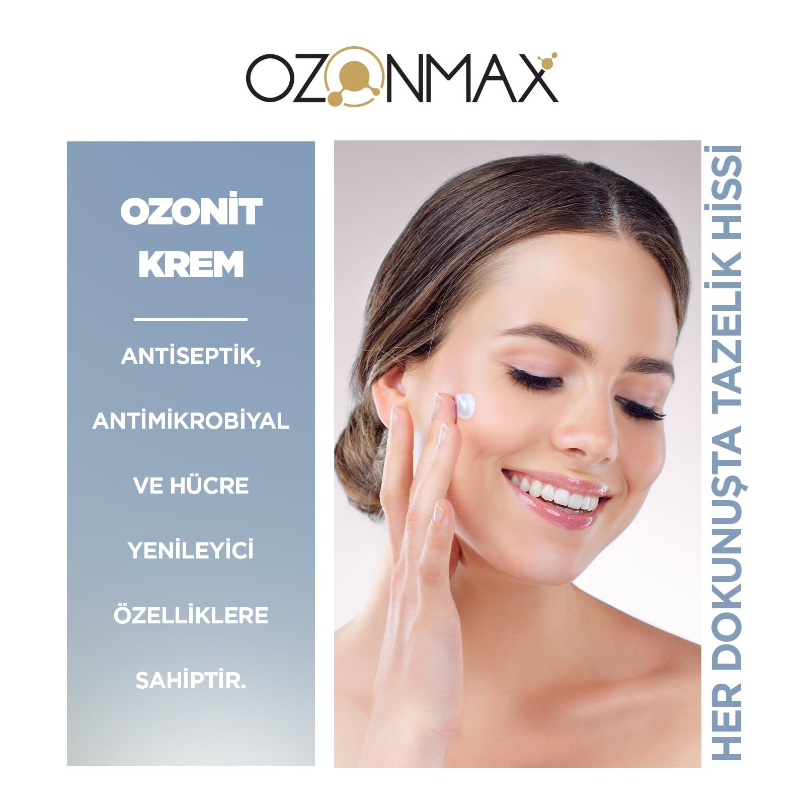 OZONMAX OZONİT KREM 50 ML - Cildin Oksijen Seviyesini üç Katakadar Artırırı ve Cilt tonunu Eşitler akne Leke Gibi Cilt Problemlerinde Kullanılır.