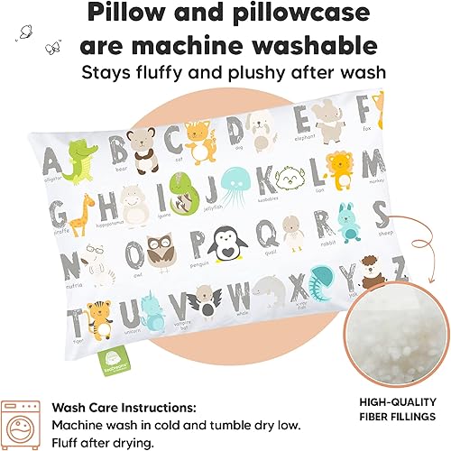 Miniatura 4 de KeaBabies Almohada para niños pequeños de 13 x 18 pulgadas con funda de almohada, My Little Dreamy, algodón, blanco, azul marino, estampados lindos