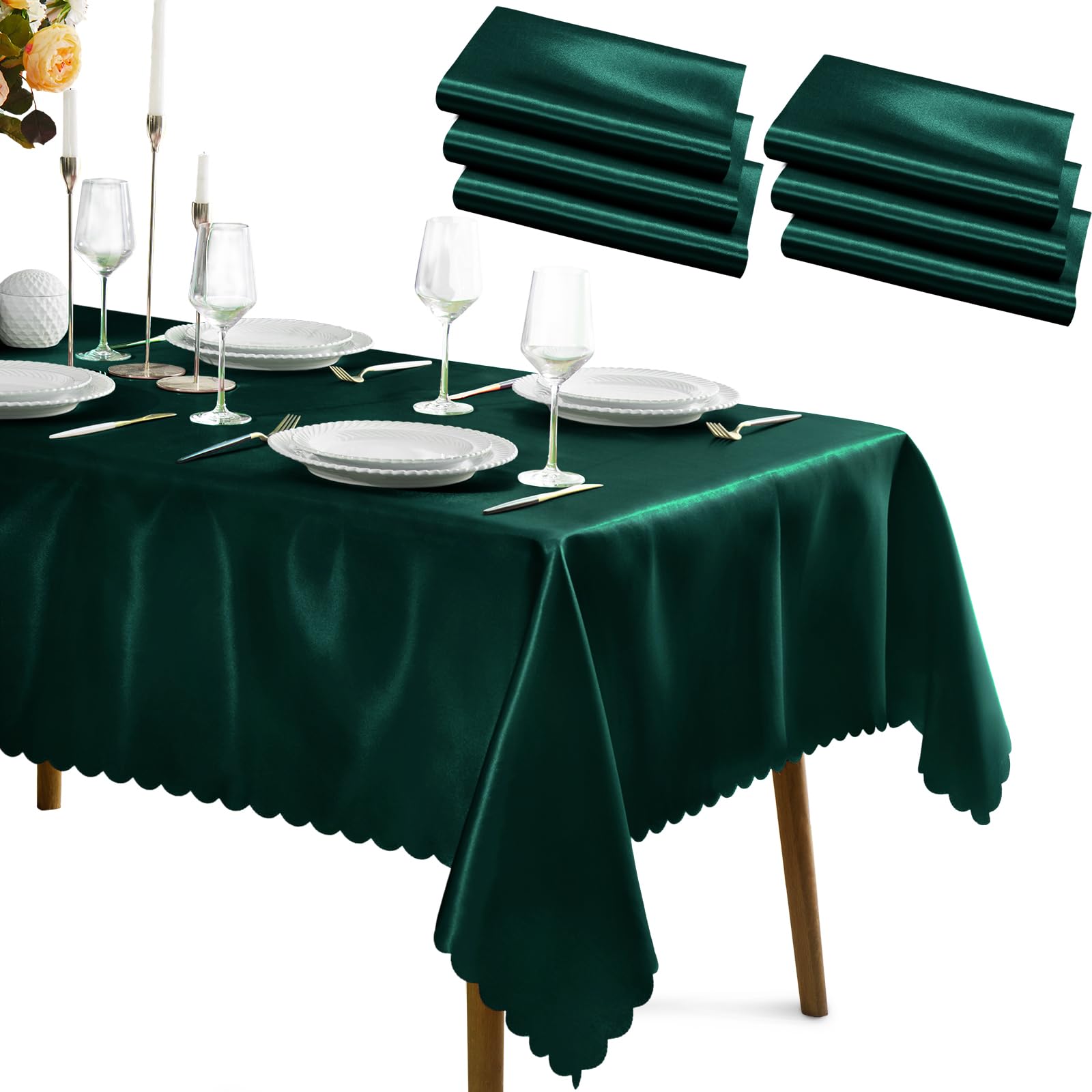 shimmering satin table cover gleams