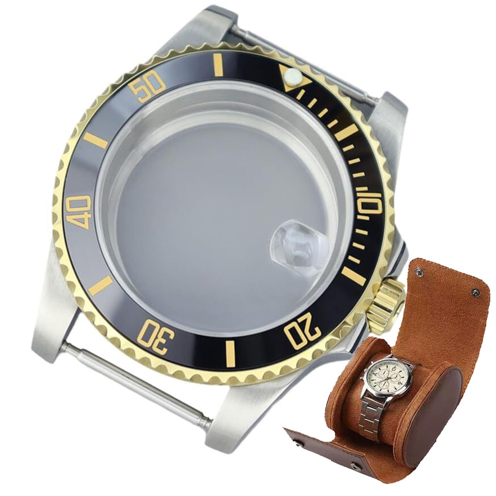 X psblty 40mm Men's Watch Case+Watch Box, Sapphire Crystal And Stainless Steel, Compatible With NH35/NH34/36 8215 2824 Movement Parts, Men's Holiday Gift-215 8205