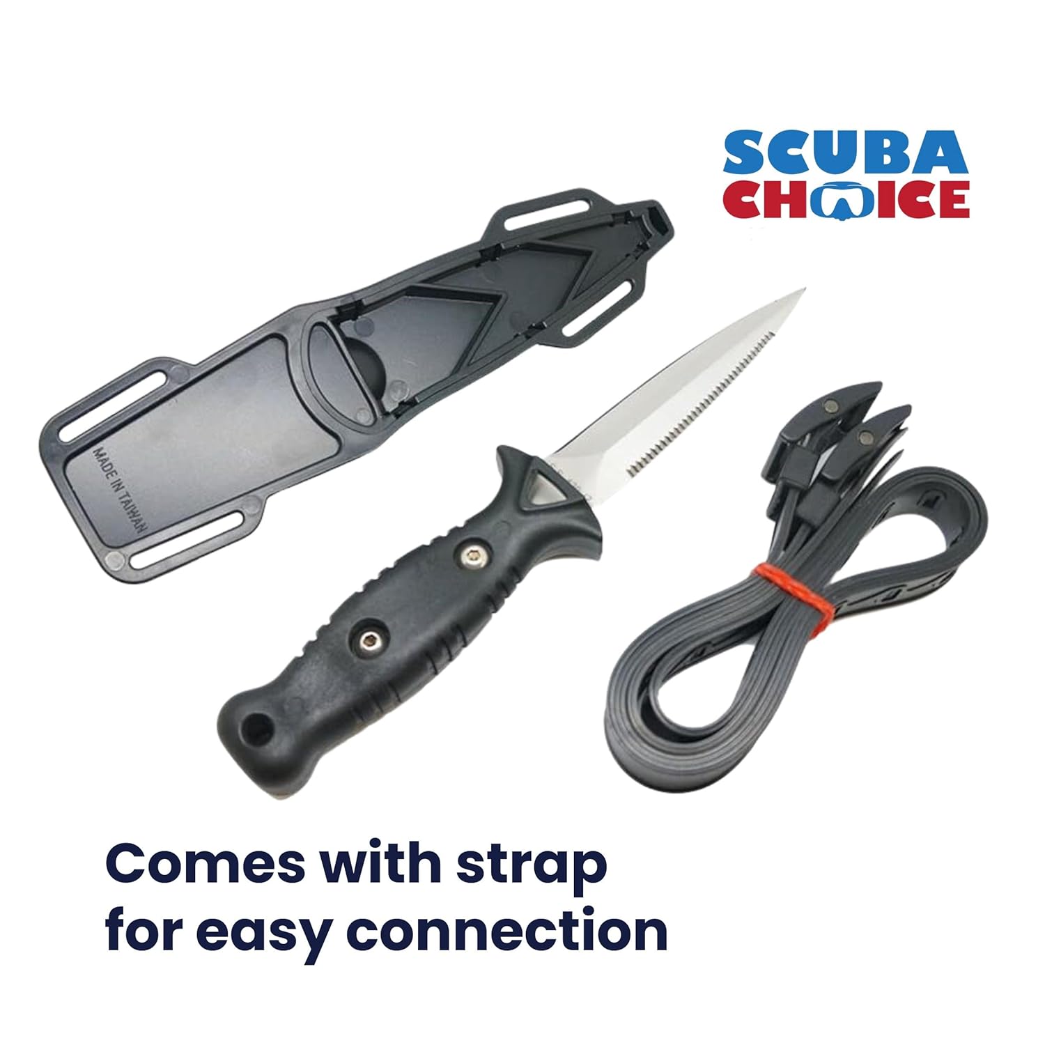 Scuba Choice Titanium Talon Spearfishing Dive Knife, 8.5" Black - Low Volume Point-Tip, Full Tang Stainless Steel Blade with Straps, Premium Modern Tool for Safety, Precision & Durability