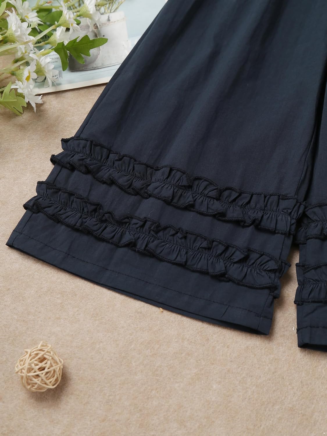 Freebily Toddler Girls Cotton Wide Leg Palazzo Pants Ruffled Hem Long Bloomers Loose Fit Trousers Casual Wear