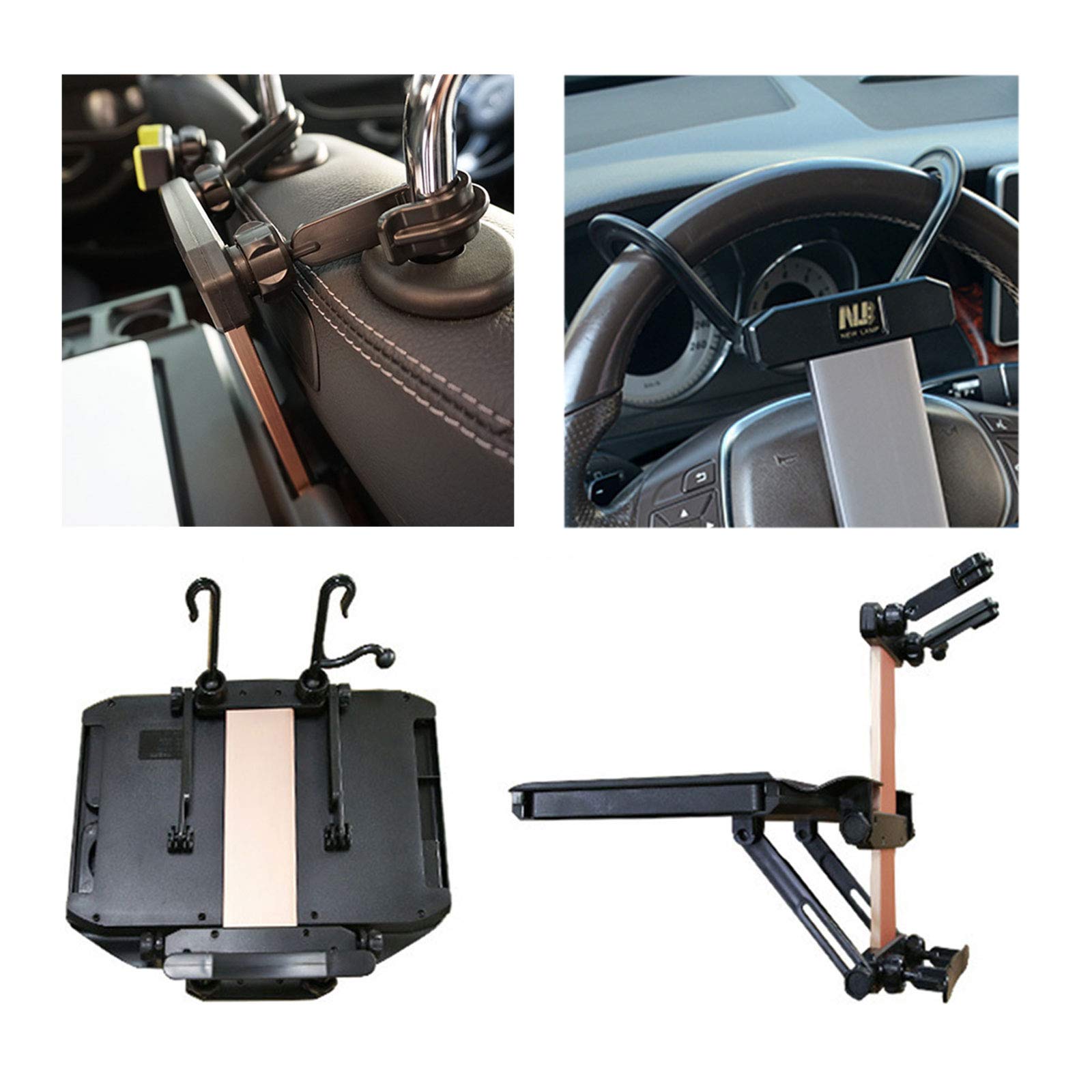 Kwak's Autotisch Multifunktionaler Klapp Schreibtisch für Auto Lenkrad Rücksitz Essen Tablett Getränkehalter Stabile Faltbare Tischplatte