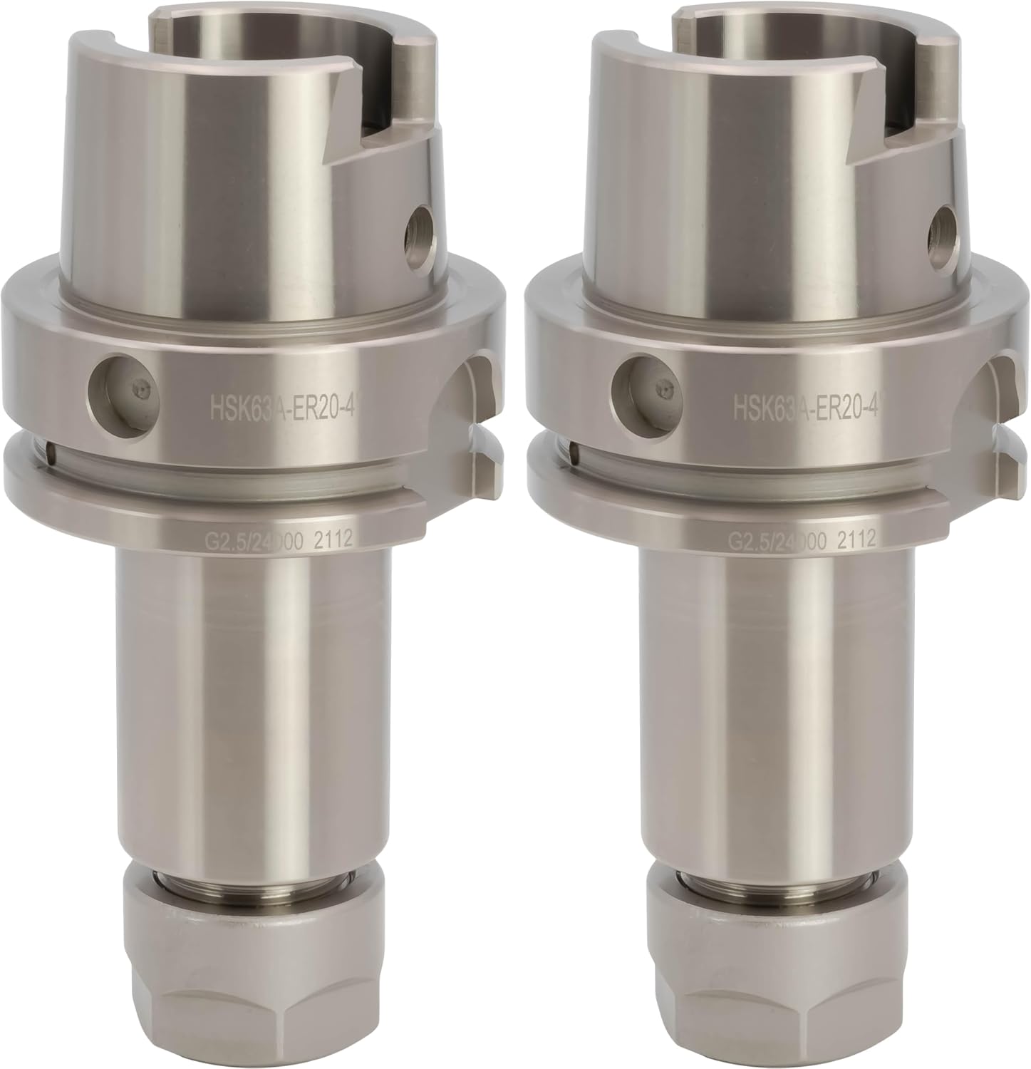 2 pcs HSK 63A Taper ER-32 Collet Chuck Tool Holder, 4" Projection, Balanced to G2.5 at 24000 RPM