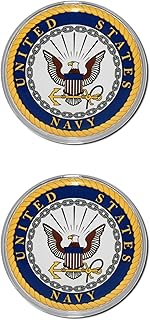 Elektroplate Officially Licensed 2 Mini Navy Crest OEM Chrome Emblems for Motorcycles, Watercrafts, and Decorations | Universal Fit at 1.6" x 1.6" | Weatherproof | 2-Pack