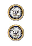 Elektroplate Officially Licensed 2 Mini Navy Crest OEM Chrome Emblems for Motorcycles, Watercrafts, and Decorations | Universal Fit at 1.6