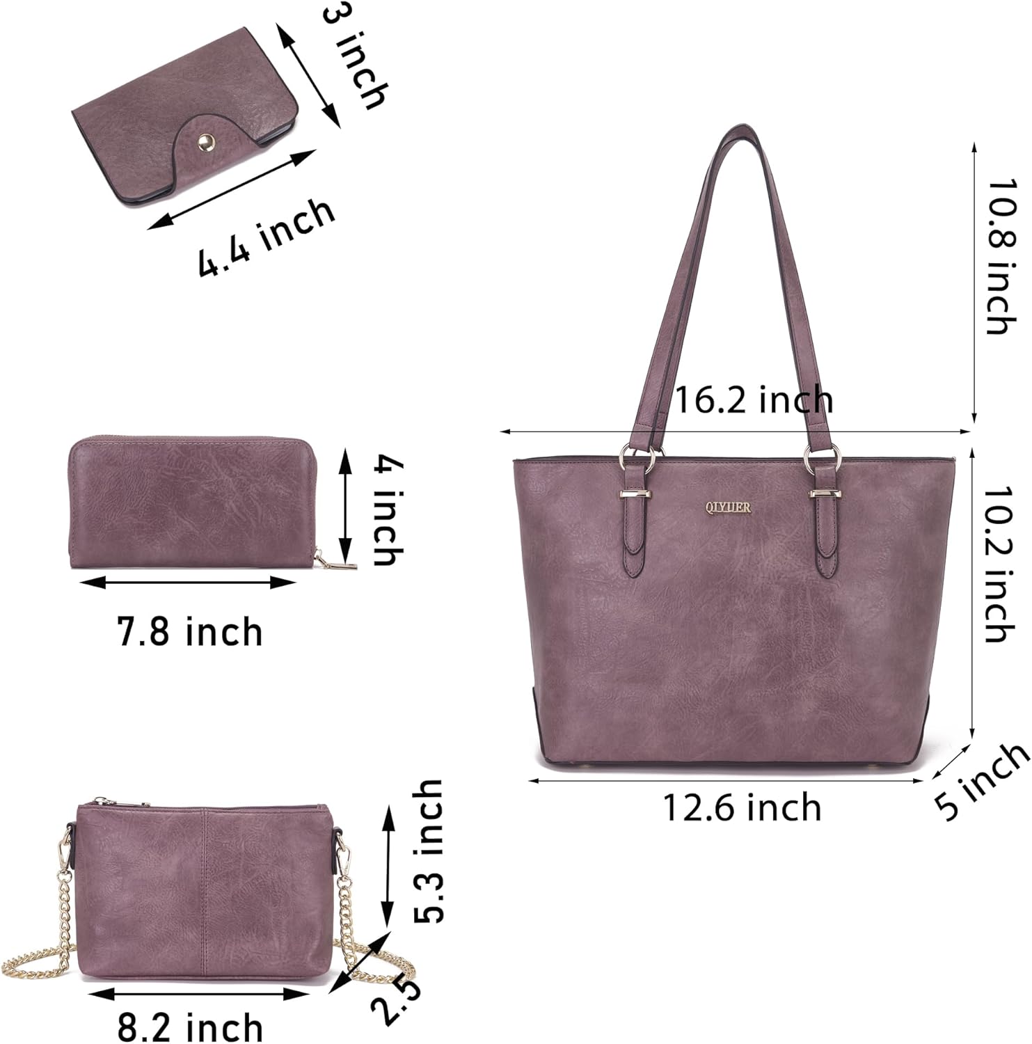 Qiyuer Women Purses Handbags Wallet Sets Shoulder Bags Top Handle Satchel Tote Purse Work Bag Set With Matching Wallet 3pcs