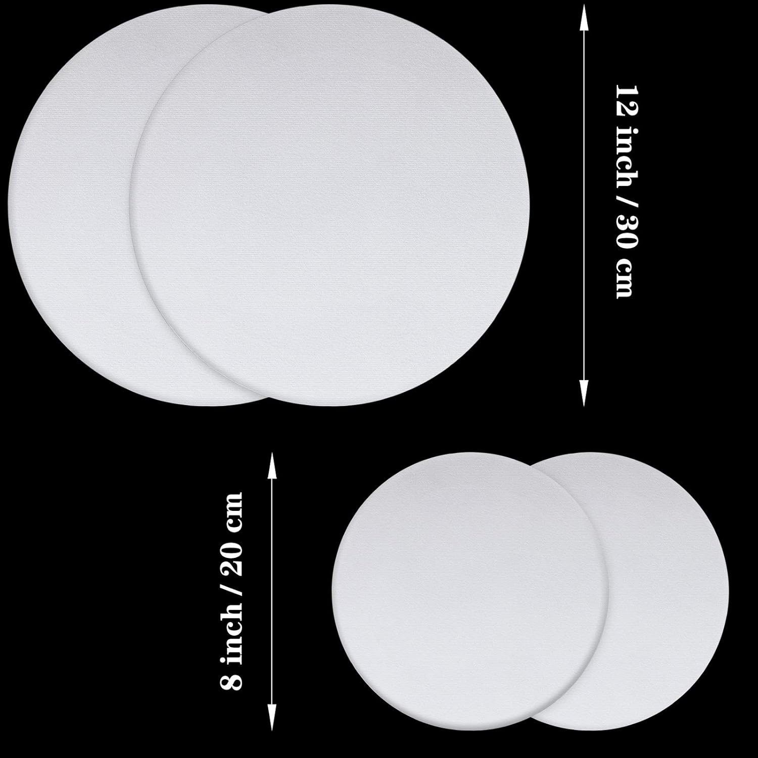 Ruisita 4 Pack Round Pre-Stretched Canvas Primed Canvas Boards for Painting Artist Canvas Professional Stretched Boards for Acrylic Painting Oil Painting, White