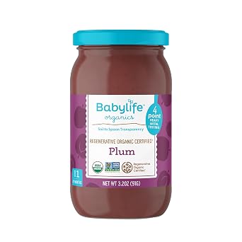 Babylife Organics Stage 1 - Plum, 3.2 Ounce Jar 12 Pack - Heavy Metal Safe, Organic Baby Food