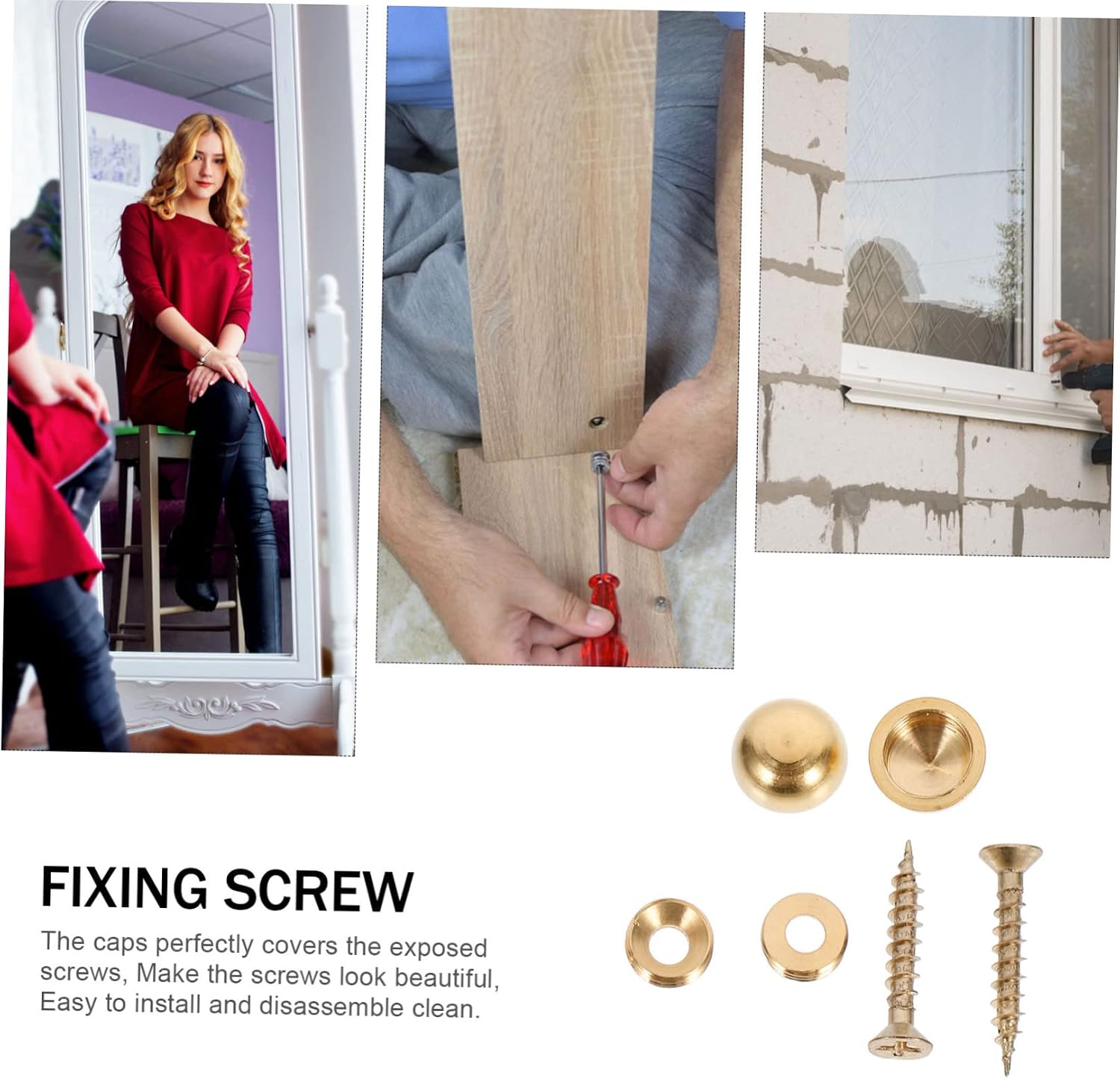 8pcs Thicken Copper Mirror Nails Decorative Cover Screws for Signs Frames and Furniture Self-tapping Fasteners for Elegant Display
