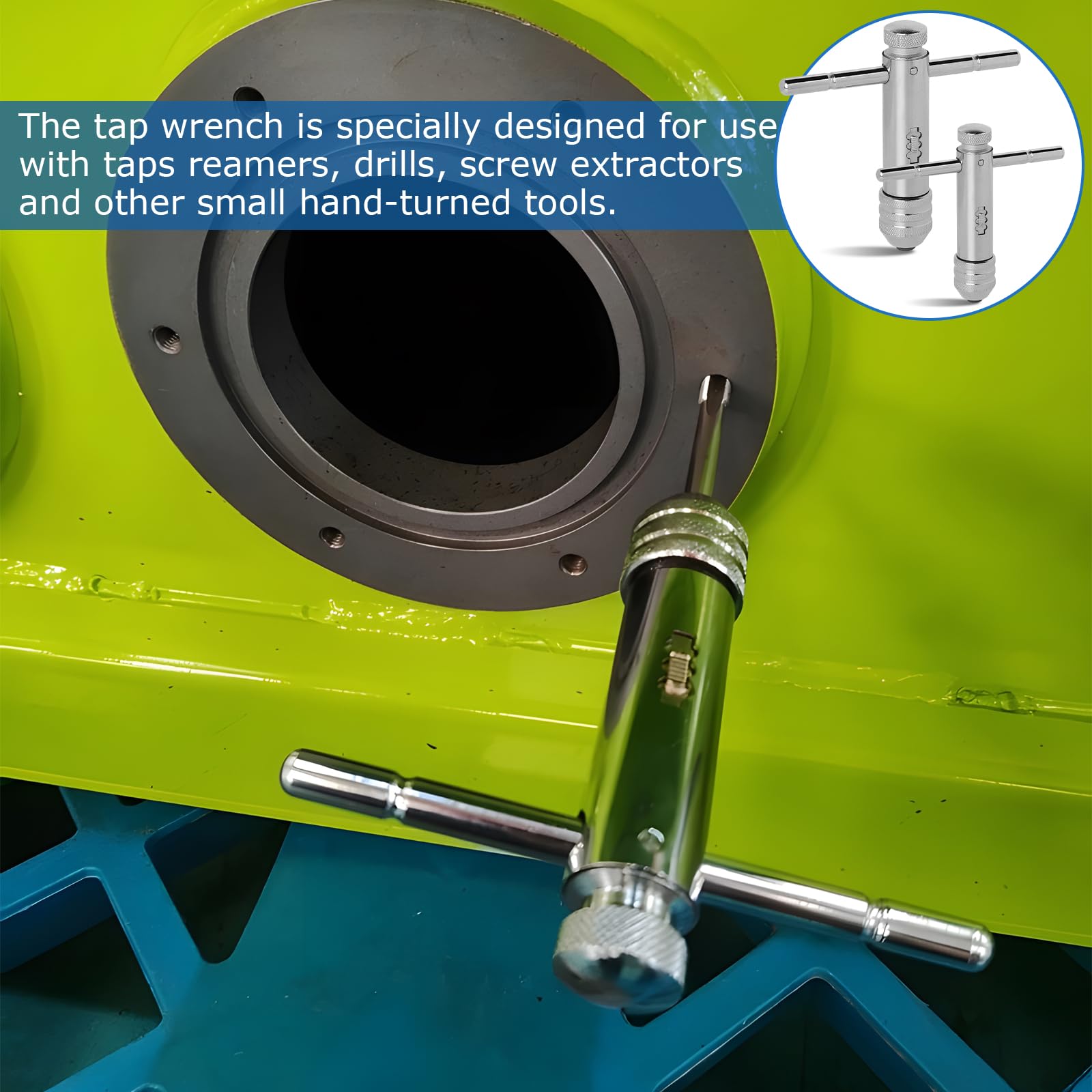 Giramaschio a Cricchetto Regolabile Set Maschi per Filettare HSS Titanio Rivestito M3-M8 M5-M12