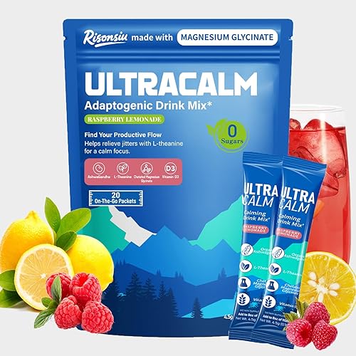 UltraCalm Super Cortisol Bebida con glicinato de magnesio, Ashwagandha, L-teanina, vitamina D3, polvo de magnesio para el sueño y el alivio del
