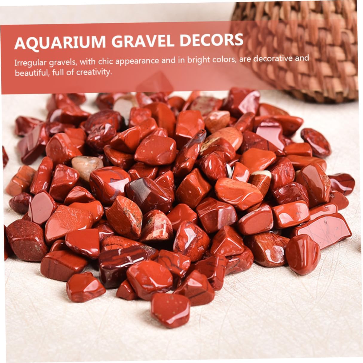 Luxshiny Red Jasper Aquarium Gravel Decor 7-9mm Fish Tank Stones Bulk 2lb Natural Terrarium Rocks for Aquascaping and Fish Tank Supplies