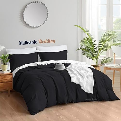 Miniatura 10 de Juego de fundas de edredón de tamaño King Plus 128 x 120 pulgadas 100 algodón egipcio 1000 hilos ultra suaves y transpirables 3 piezas color blanco