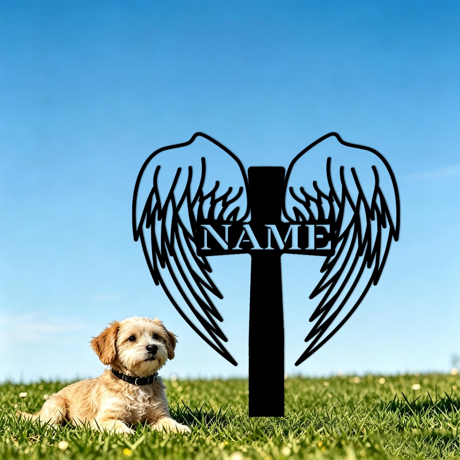 VUZUCOSH Personalized Pet Memorial Metal Stake, Custom Name Date Dog Cat Grave Marker Yard Plaque