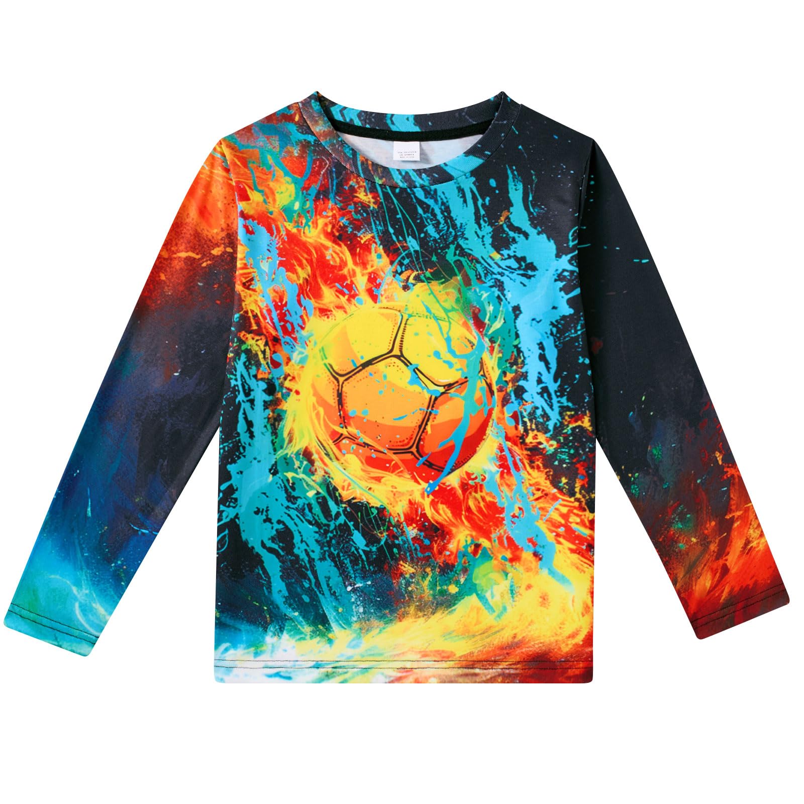 RAISEVERN Boys Girls 3D T-Shirt Graphic Print Tees Long Sleeve Shirts Size 6-14