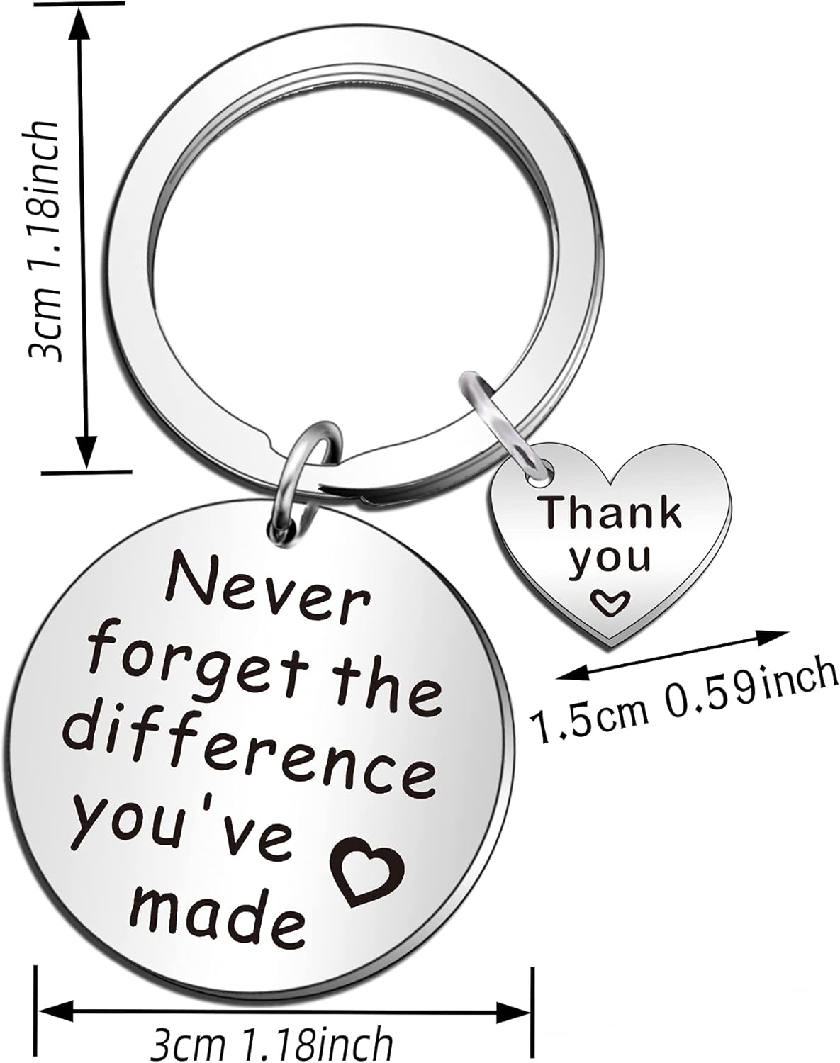QMVMV Leaving Gifts Retirement Keyring Never Forget The Difference You've Made Appreciation Gifts for Colleague Teacher Coach Thank You Gift - Image 3