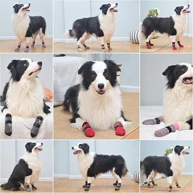 Foto 6 de 6 de 2 Pares de Calcetines Antideslizantes para Perros, Calcetines Perro