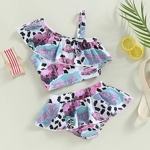 Miniatura 2 de Traje de baño para niña pequeña 2 piezas sin mangas floral parte superior corta natación playa bikini traje de baño de verano