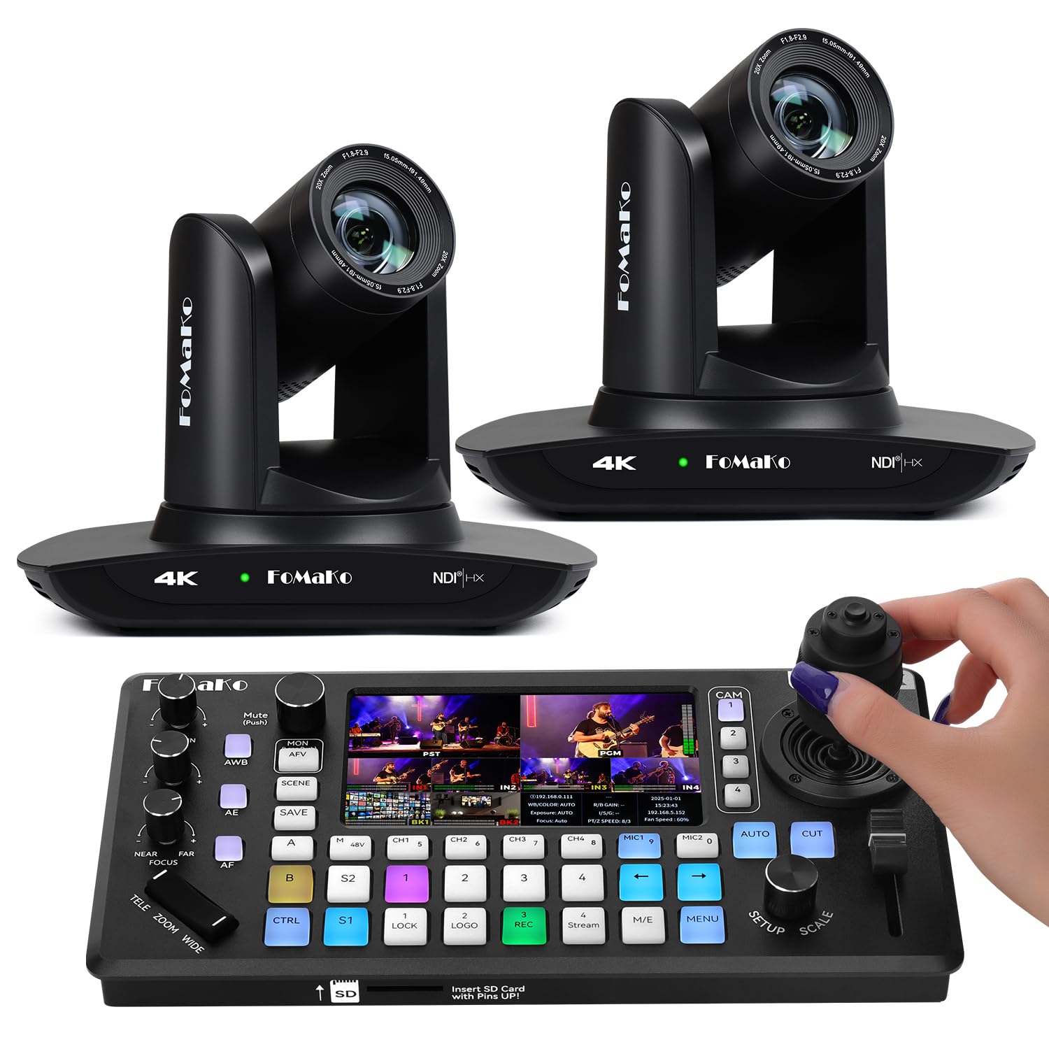 Amazon.co.jp: 【K20UH 2台+KC800】FoMaKo NDI|HX3 PTZカメラ