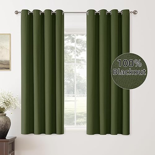 Miniatura 198 de ChrisDowa Cortinas 100% opacas de abedul liso de 96 pulgadas de largo, 2 paneles para dormitorio, sala de estar, oscurecimiento de la habitación de