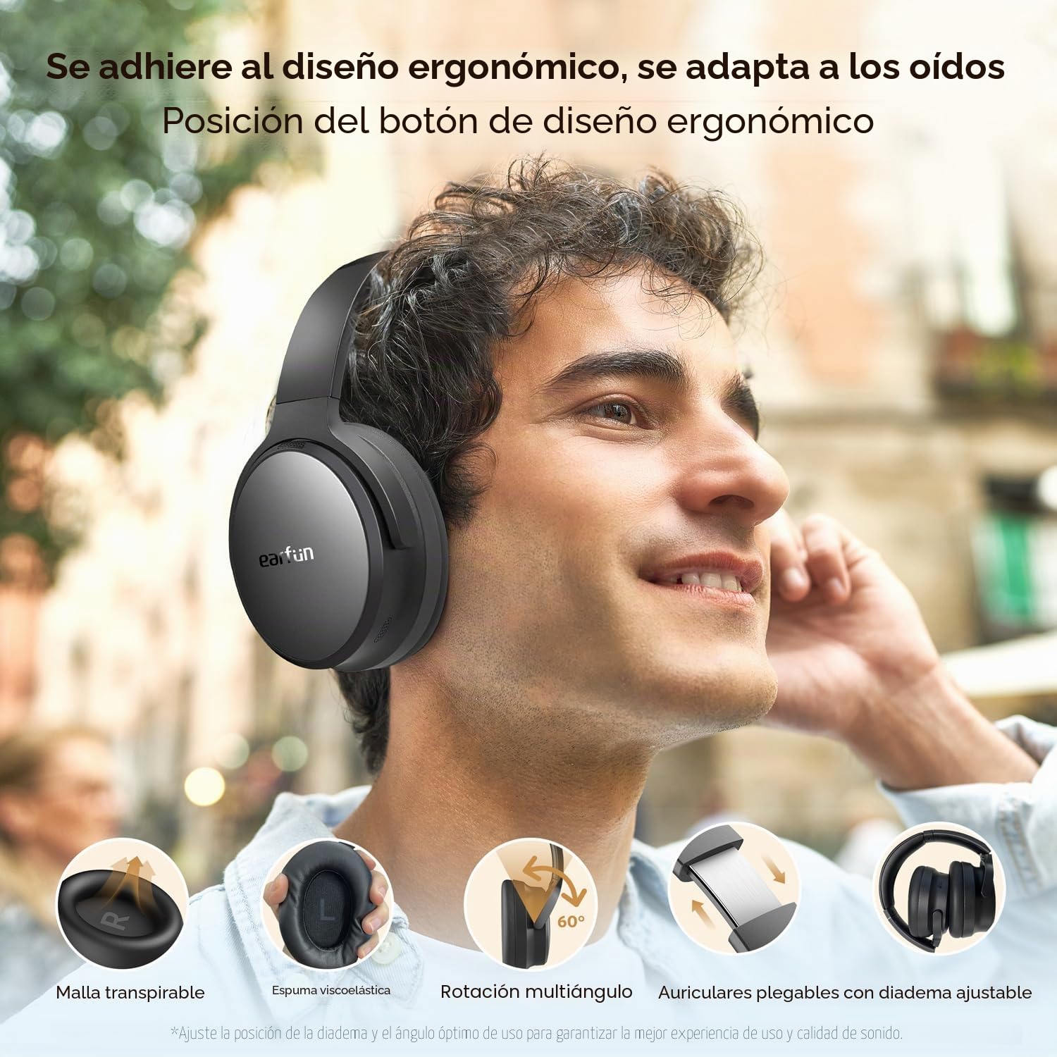 EarFun Tune Pro Cascos Bluetooth con ANC Híbrida, LDAC, 120H | Doble Altavoz, Llamadas Nítidas con 5 Mics, Graves Profundos, Ajuste Cómodo, Conexión Multipunto, EQ Personalizado vía App
