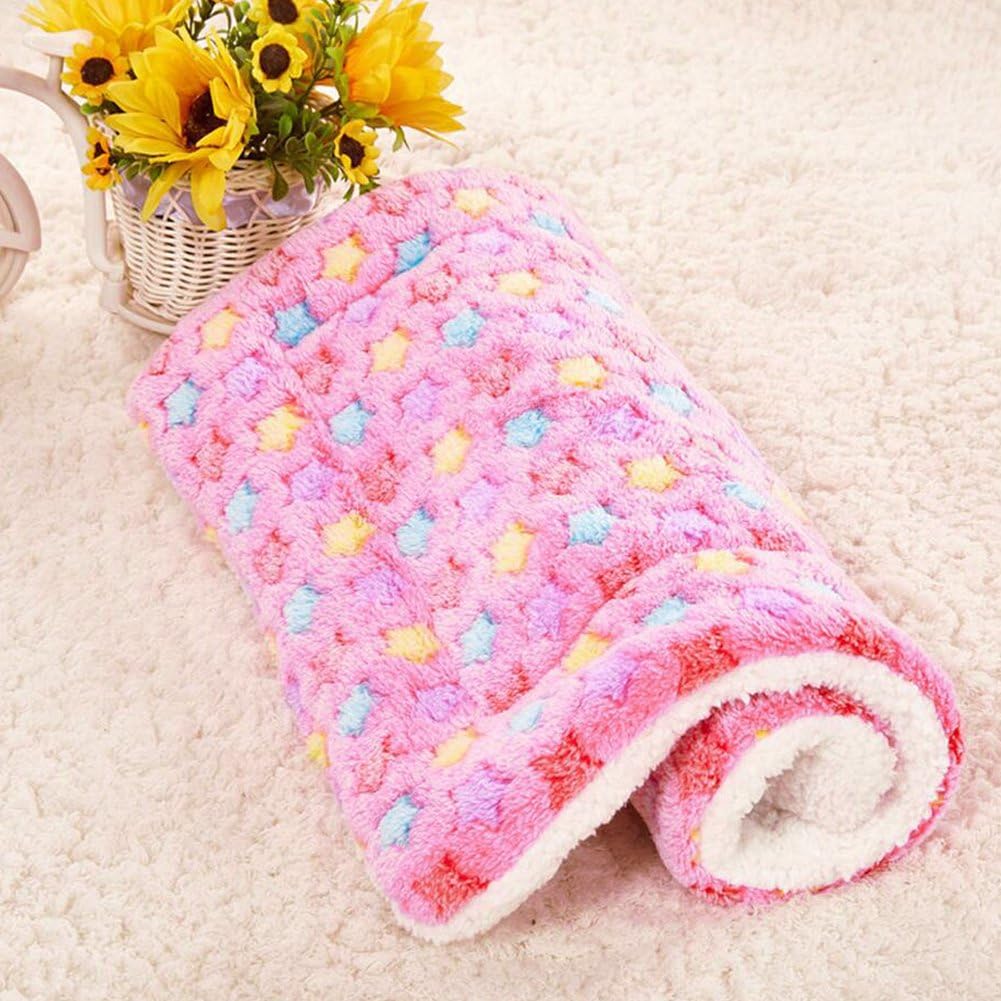 matozi Pet Puppy Blanket New Style Cute Soft Warm with Paw Prints for Pet Beds Dog Cat House Coral Velvet Cushion Mat (pink)