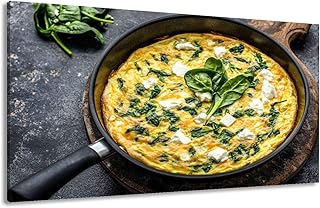 Canvas Wall Art Prints Omelette spinach cheese pan concrete top view Large Framed Wall Art Painting Artwork Poster Hanging Home Decor for Living Room Office Bathroom 20"x40"