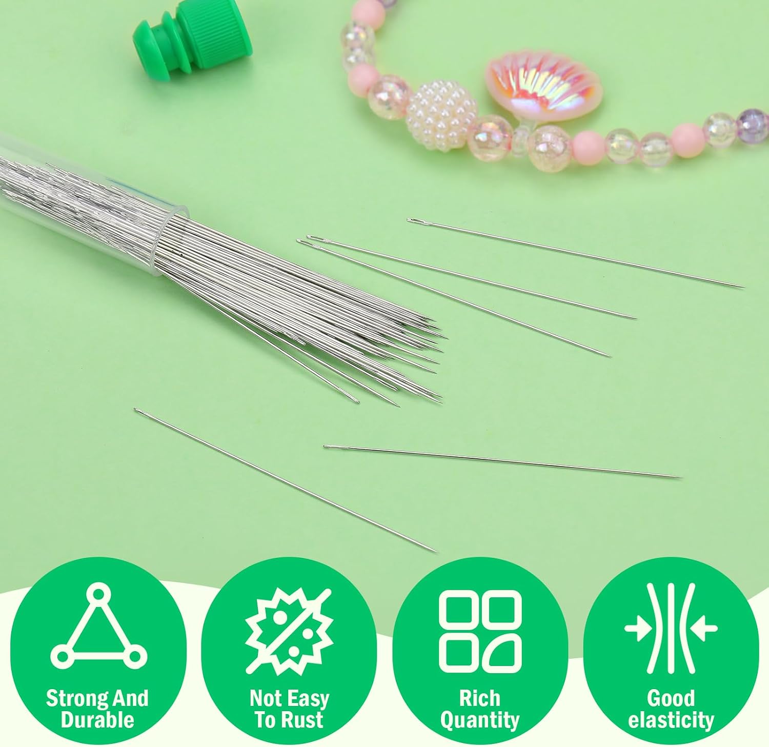 UOOU 150 Pcs Straight Beading Needles, Size 11-0.51mm(0.02 in) Beading Needles for Seed Beads with Needle Bottle, Needle Threaders, Bead Needles for Jewelry Making