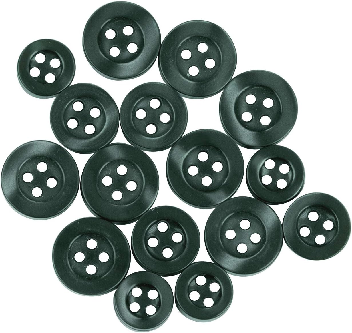 ButtonModeStandard Shirt Buttons Set - 22pc Includes Front, Sleeve & Collar Buttons, Green Dark