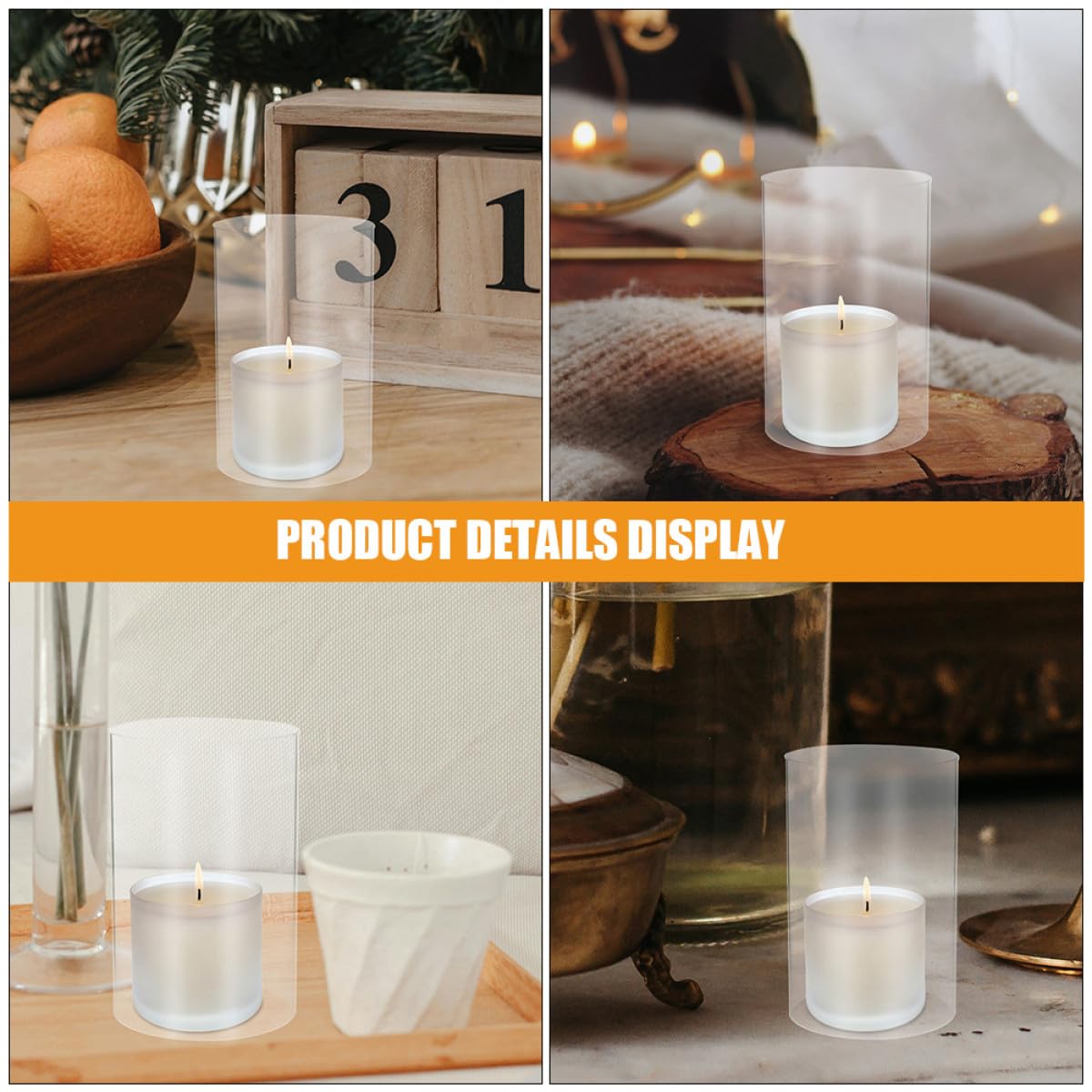 Abaodam Cubierta Diseño a Prueba de Viento de Vela de Vidrio Transparente Cilíndrica Fácil de Usar para Decoración del Hogar y Fiestas Elegantes
