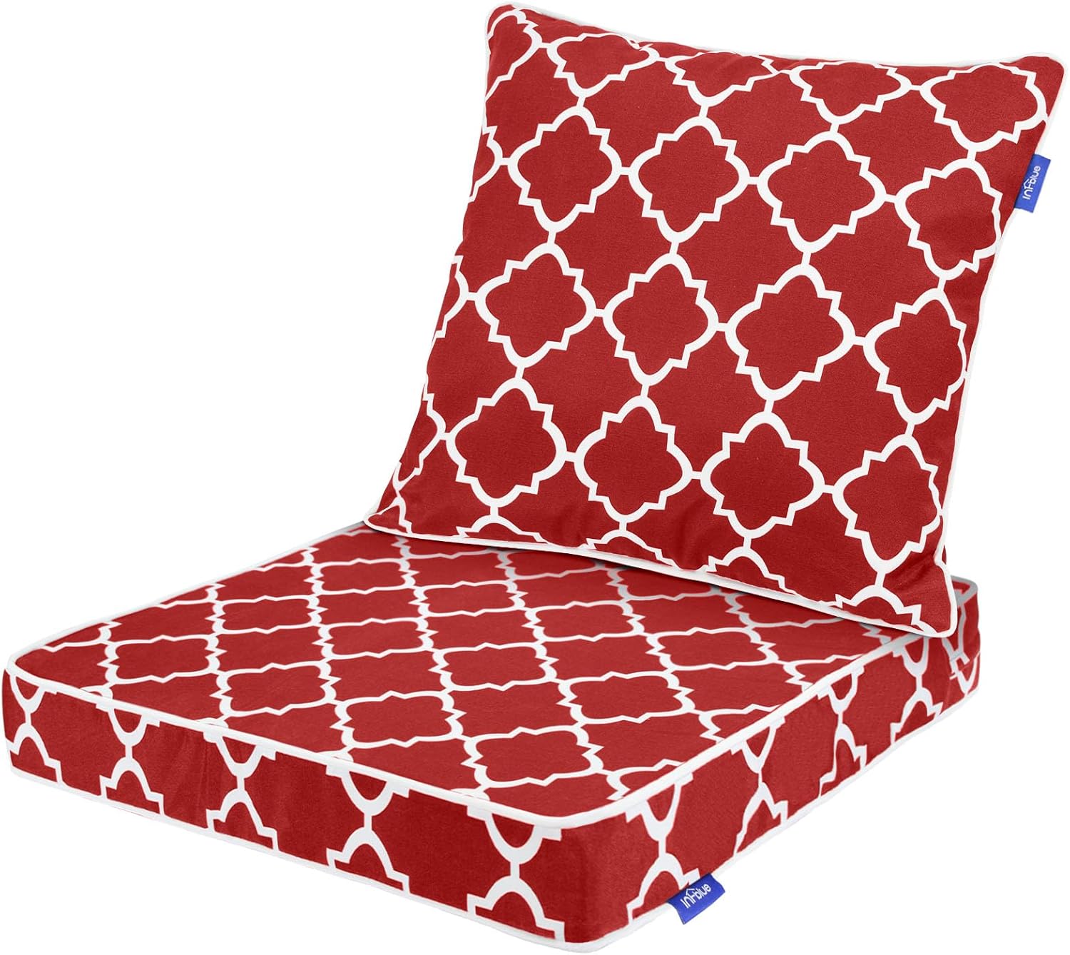 Deep Seat Cushions, Outdoor Cushions, Patio Furniture Cushions, Deep Seat & Back Cushion Patio Cushions with Rmoveable Cover for Backyard Couch Sofa Fade Resistant (22x22x3 in, Red Plaid)