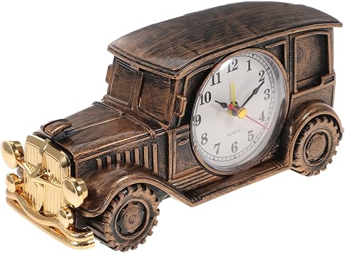 Retro Car Model Alarm Clock for Novelty Household Table Desk Clock with Precise Display Multifunctional Cute Cartoon Design in Antique Bronze Decorative Timer for Boys and Students