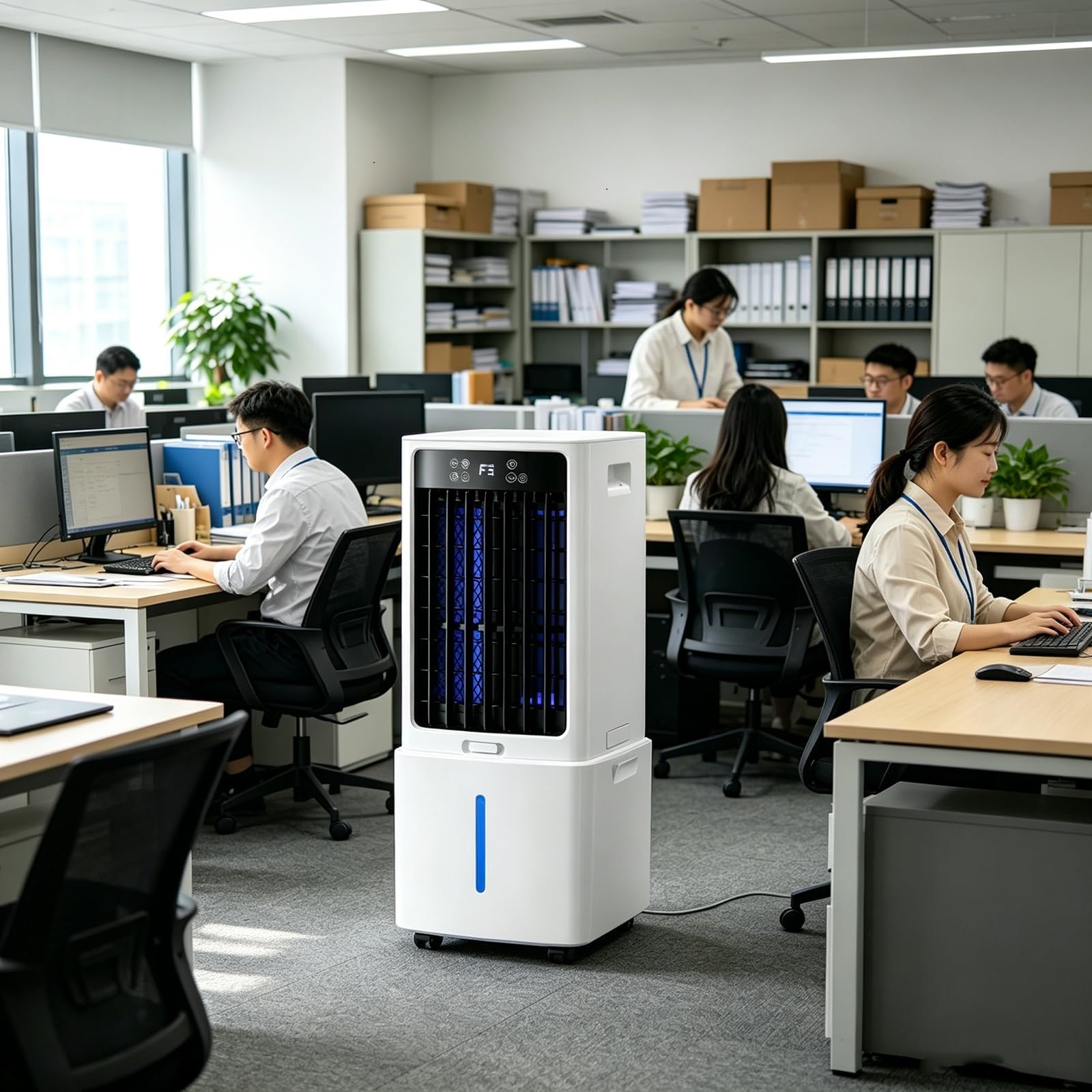 WJIANBIN 3-In-1 Swamp Cooler, Windowless Portable Air Conditioner with 3.2 Gal Water Tanks, Evaporative Air Cooler with Remote, 3 Speeds, 12H Timer, Ice Packs, for Indoor Home Office