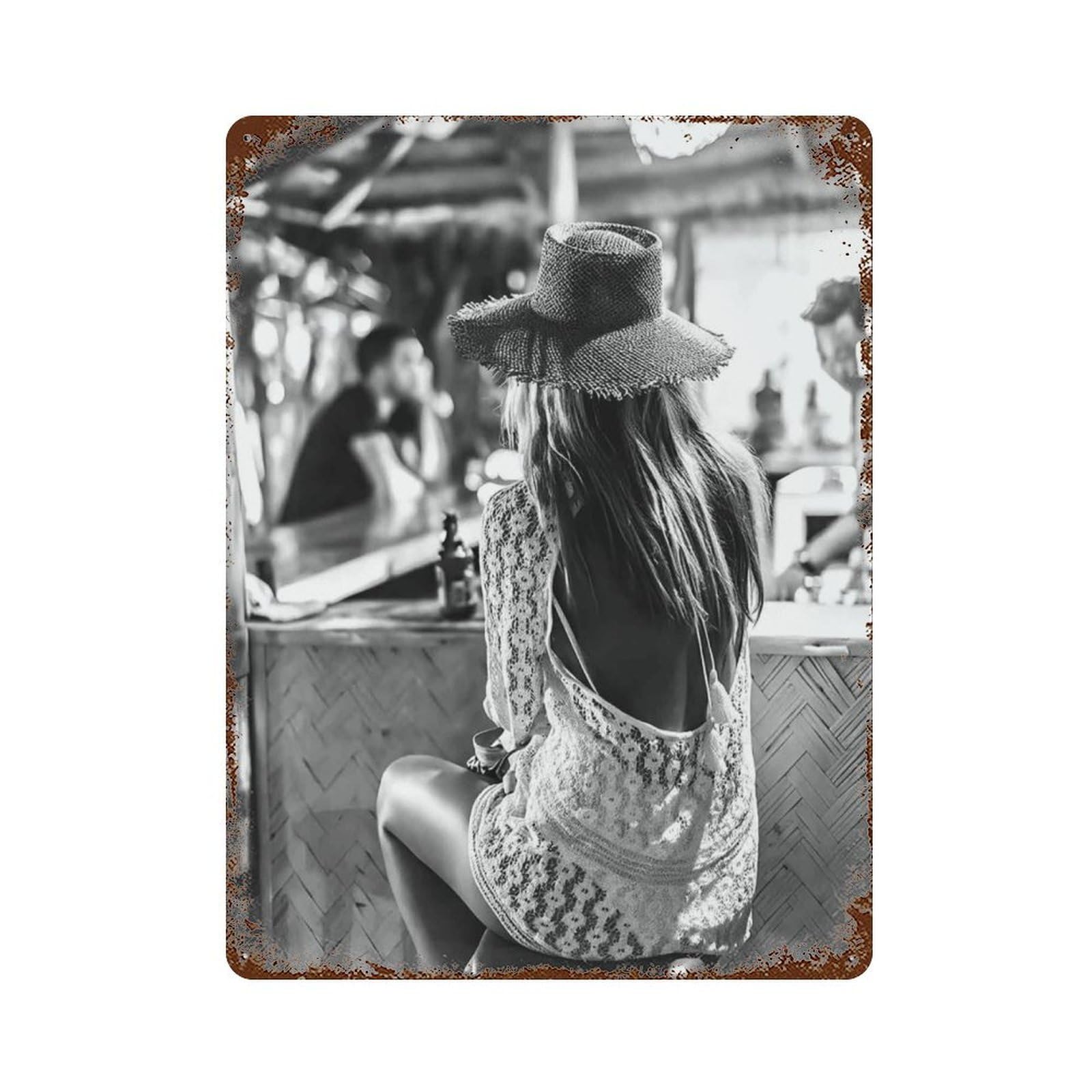 xiaoxiaoshen Vintage Cowgirl Drinking At Bar Wall Decor Art Metal Tin Poster Modern Home Decor Art Home Bar Shop Decorations Vintage Sign 40x30cm