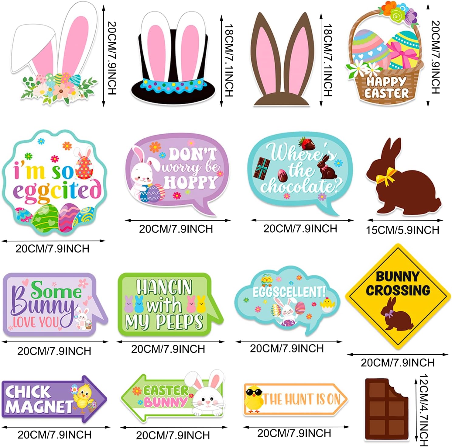 Easter Party Decorations Happy Easter Photo Booth Props Kit Cute Eggs Bunny Glasses Birthday Photography Props Rabbit Chick Eggs Spring Party Decorations Supplies 35 Pieces