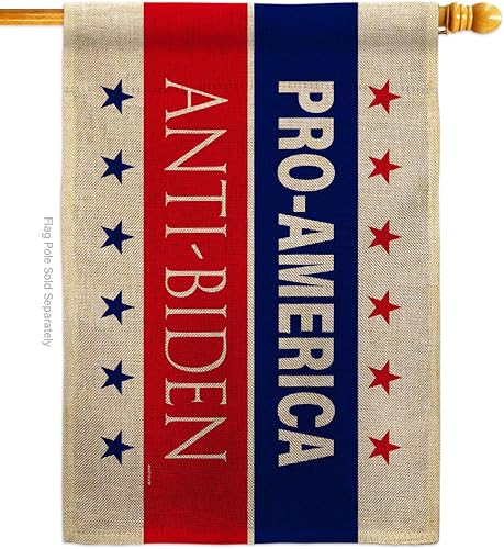 Bandera de la casa de arpillera anti Biden de Estados Unidos, presidente político, demócrata, republicano, fiesta del té de Estados Unidos, pancarta