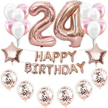 Haosell 24 Decoration D Anniversaire Pour Fille Or Rose Decoration D Anniversaire 24 Ans Decoration D Anniversaire Or Rose Pour Fille 24 Ballons En Aluminium Numero 24 Or Rose Amazon Fr Cuisine Et Maison