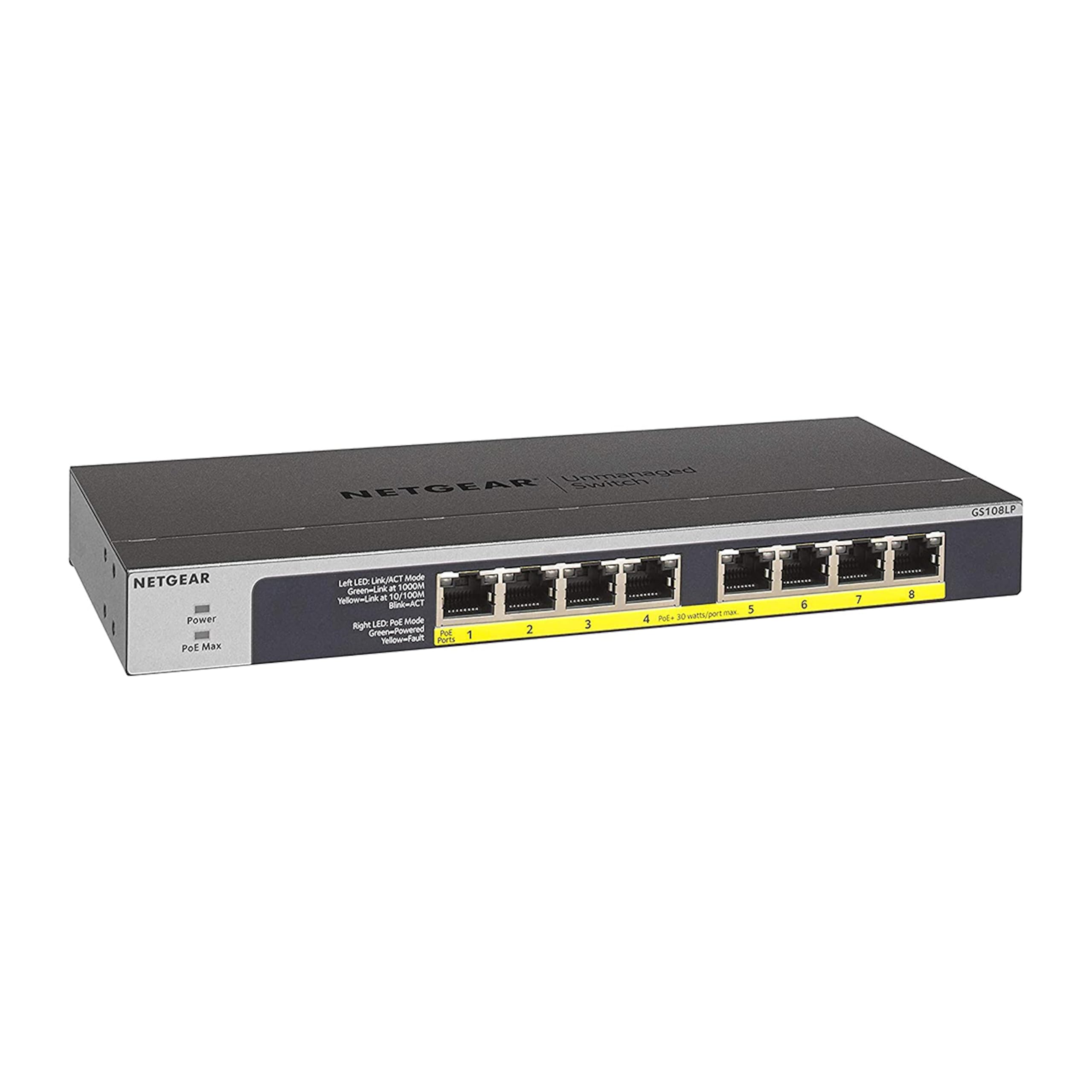 （中古）NETGEAR GS108LP Amazon.com: NETGEAR 8-Port Gigabit Ethernet Unmanaged PoE Switch