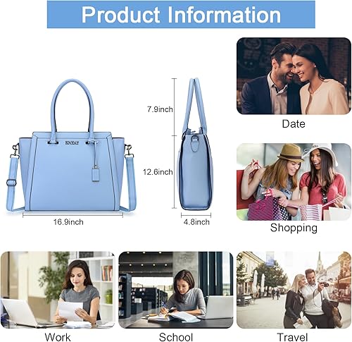 Miniatura 7 de Elegante bolsa de mano para laptop de 15.6 pulgadas para mujer, bolso de viaje para computadora con correa larga para el hombro