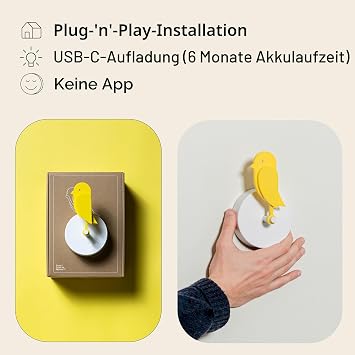 Birdie 2.0 - Design CO2 Monitor & Air Quality Sensor - Air Monitor/Fresh Air Monitor for Home and Office - Promotes Mental & Physical Health - Wall Mounted (Yellow)