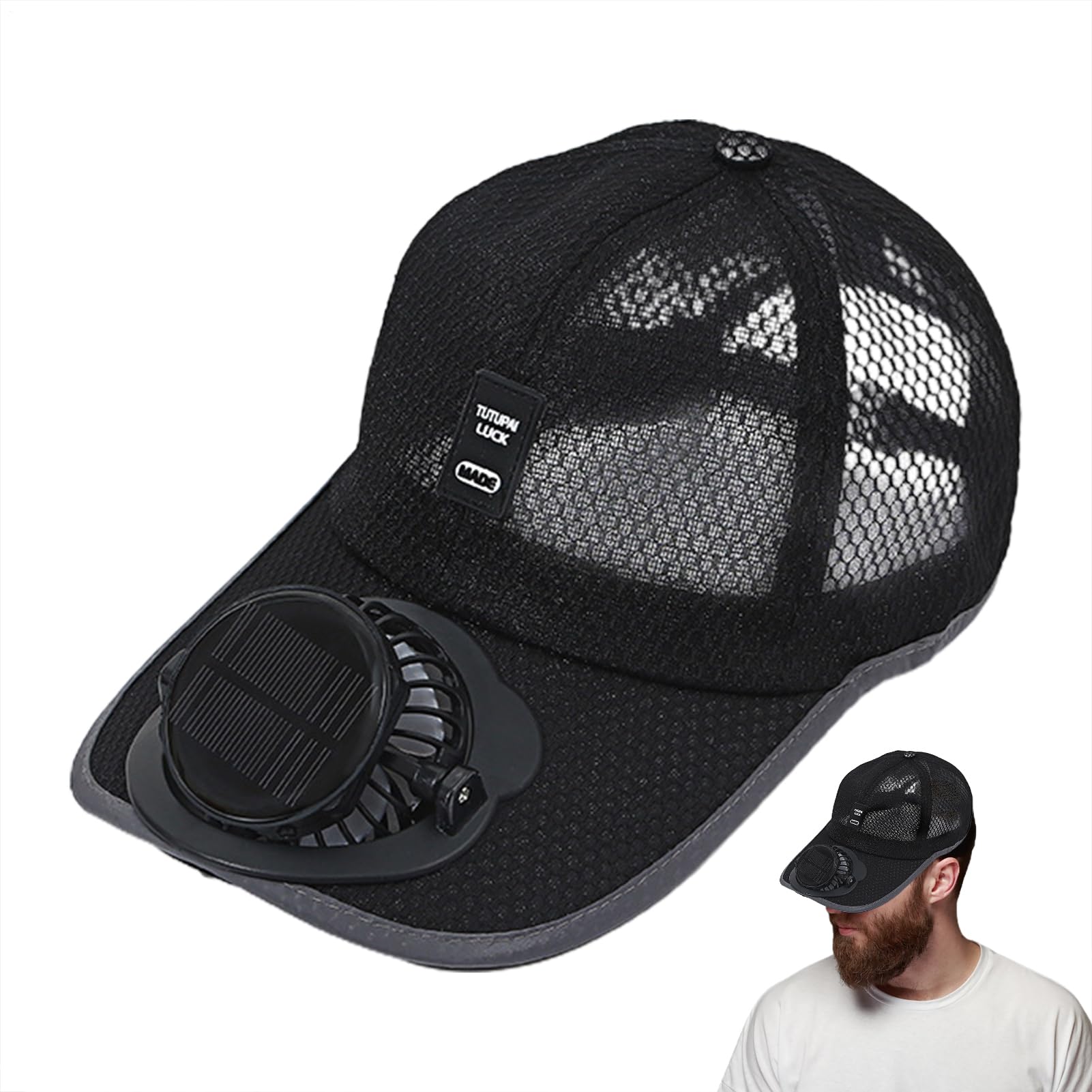 Cappello da Fan Alimentato a energia Solare, Berretto da Baseball con ventilatori, Cappello da Spiaggia Solare con Ventola di Raffreddamento, Cappelli da Sole con ventilatori a energia Solare