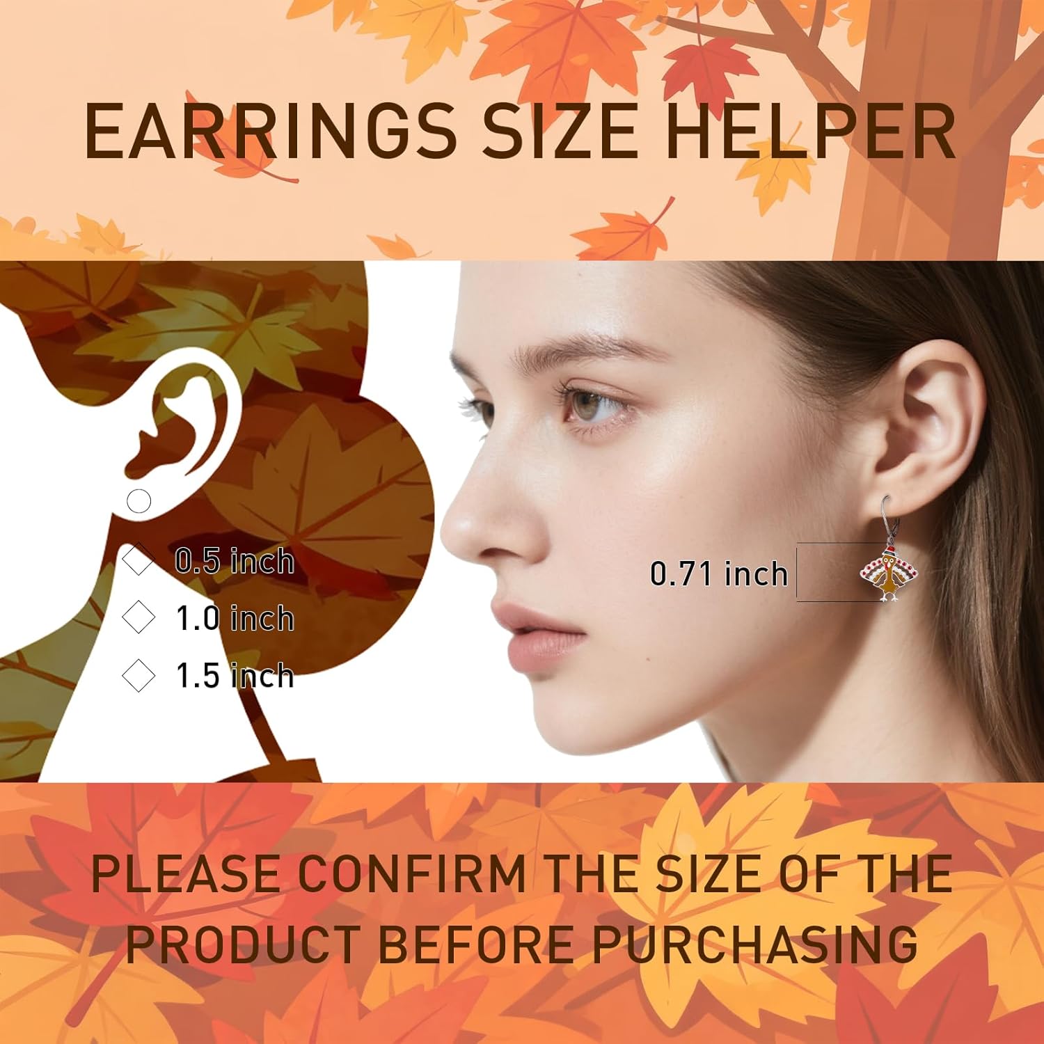 Thanksgiving Turkey Earrings for Women Dangling Turkey Earrings Sterling Silver Leverback Dangle Drop Jewelry Thanksgiving Gifts - Image 4