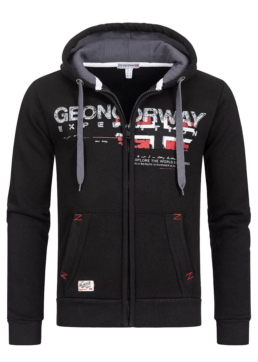 Geographical Norway Men's Black Fleece Hoodie, Xl