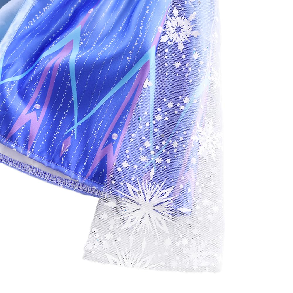 Lito Angels Baby Girls Princess Snow Queen Costume Party Fancy Dress Up with Cape and Accessories Age 6-12 Months Blue 267 - Image 4
