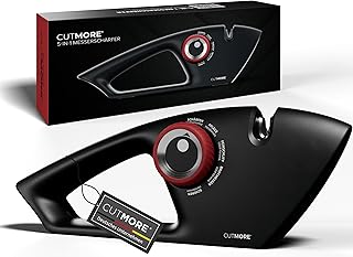 CUTMORE Diamond Knife Sharpener - Original 5-in-1 Knife Sharpener for Bread Knives, Scissors and Knives - Professional Precision Angle - Non-Slip, Simple, Effective - Known from Hobby Chef Community