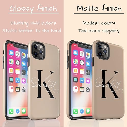 Miniatura 5 de Funda con inicial de monograma, funda sólida con nombre, compatible con iPhone 16 Plus, 15 Pro Max, 14, 13 Mini, 12, 11, XXS Max, XR, 78